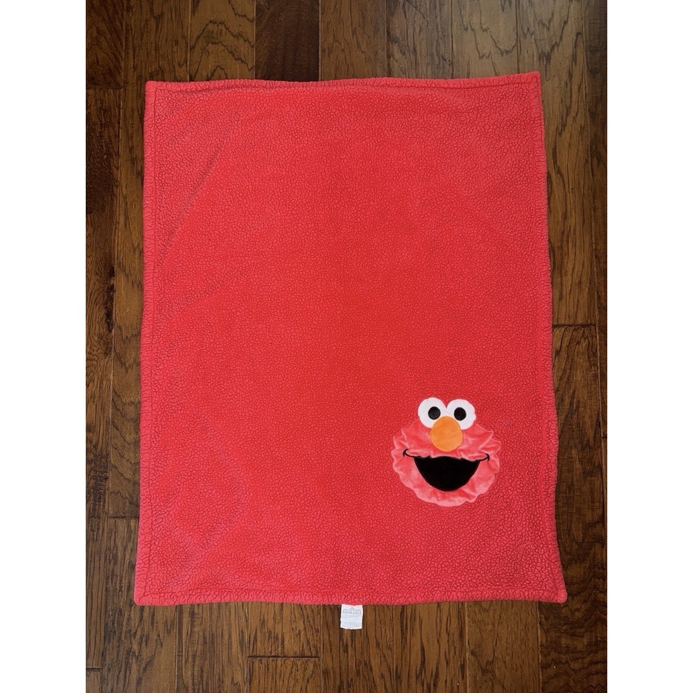 Sesame Street Fleece Baby Blanket, 30"x40", Elmo Face Sherpa Soft Red